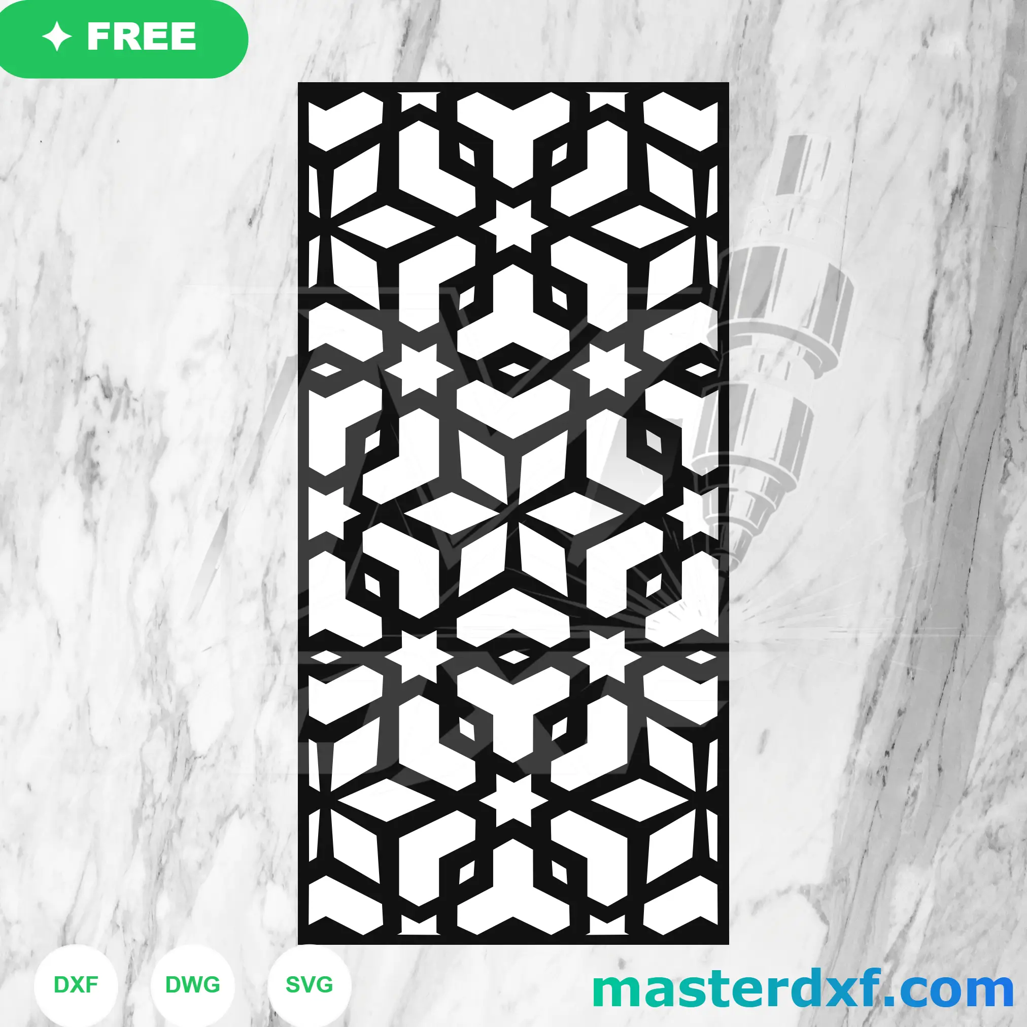 Cube Star Geometric DXF Lattice for Modern Feature Panels DXF File